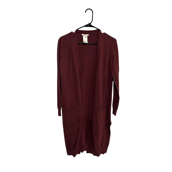 Matty M Open Front Cardigan Sweater Burgundy Sz Medium Long Sleeve Knitwear Cozy - Picture 1 of 10